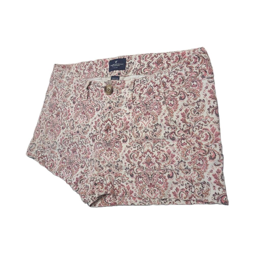 American Eagle Shortie Stretch Shorts Womens 4 Paisley Chino